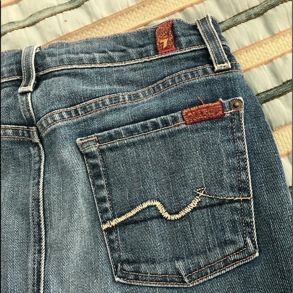 7 For All Mankind Roxy Distress Jean Mini Skirt - Picture 9 of 12